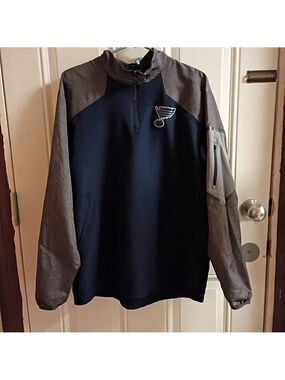 2/$10 Men's Navy/Charcoal St. Louis Blues Quarter-Zip Pullover Top Medium